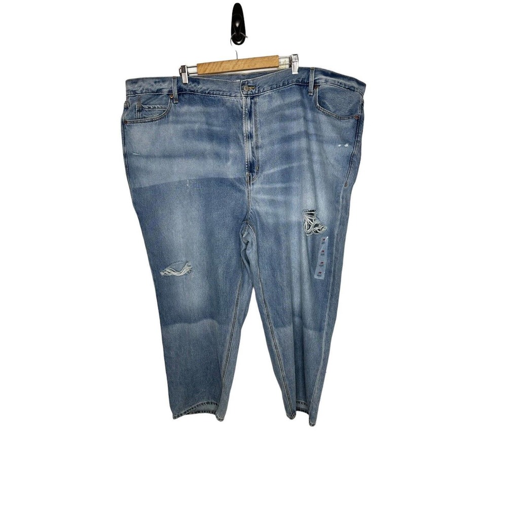 NWT Old Navy Womens High Rise Slouchy Straight Jeans 28 Cropped Distressed Denim